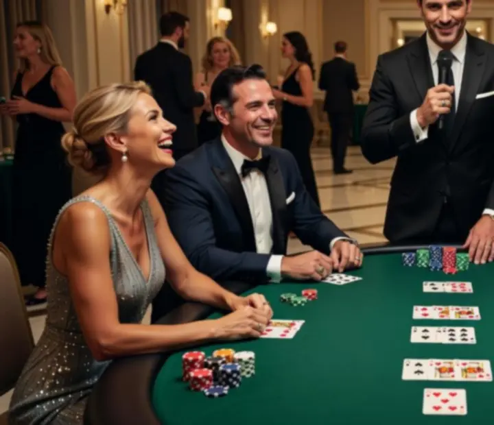 Profesionálně připravené pokerové stoly s kartami a žetony